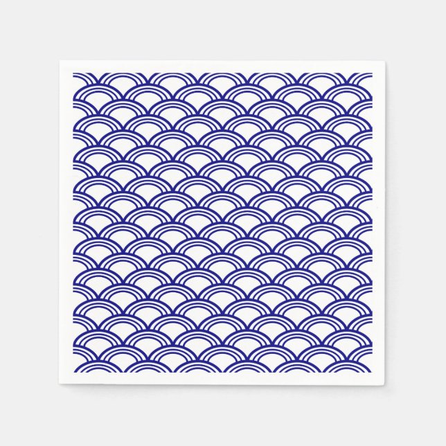 Navy Blue Seigaiha Pattern Napkin (Front)