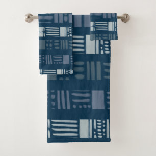 Navy Blue Shades Patterned Towel