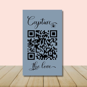 Navy Blue Share Wedding Photos With QR Code Enclos Enclosure Card