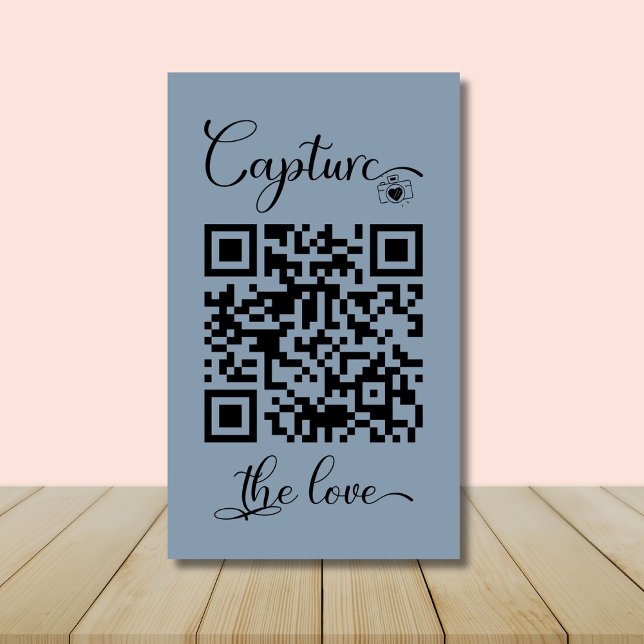 Navy Blue Share Wedding Photos With QR Code Enclos Enclosure Card (Creator Uploaded)