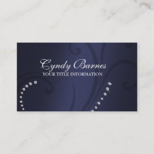 Navy Blue Shimmer and Crystals Business Card