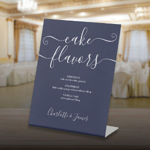 Navy Blue Signature Script Cake Flavours Pedestal Sign