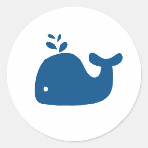 Navy Blue Silhouette Whale Classic Round Sticker
