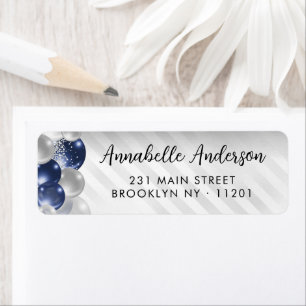 Navy Blue Silver Balloon Glitter Birthday