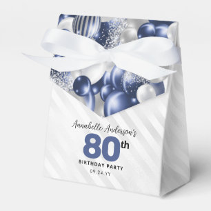 Navy Blue Silver Balloon Glitter Favour Birthday Favour Box