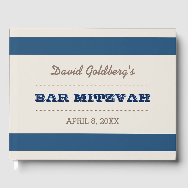 Navy Blue & Silver Bar Mitzvah Guest Book (Front)