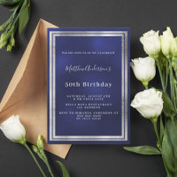 Navy blue silver birthday luxury