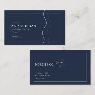 Navy Blue Silver Business Card Template
