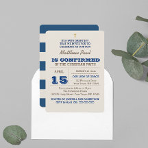 Navy Blue & Silver Confirmation Invitation