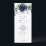 Navy Blue Silver Floral Botanical Greenery Wedding Programme<br><div class="desc">Navy Blue and Silver Floral with Greenery Watercolor Wedding Ceremony Programs: This wedding program features a beautiful navy blue floral watercolor bouquet at the top. The back has room for your wedding party along with a thank you or in memory message at the bottom.</div>