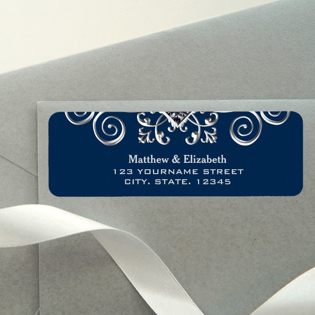 Navy Blue Silver Flourish Wedding (Creator Uploaded)