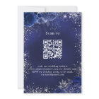 Navy blue silver flowers QR code RSVP wedding