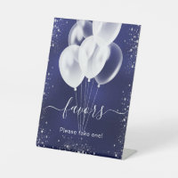 Navy blue silver glitter balloons favours guest