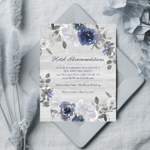 Navy Blue Silver Grey Floral Hotel Accommodations Enclosure Card