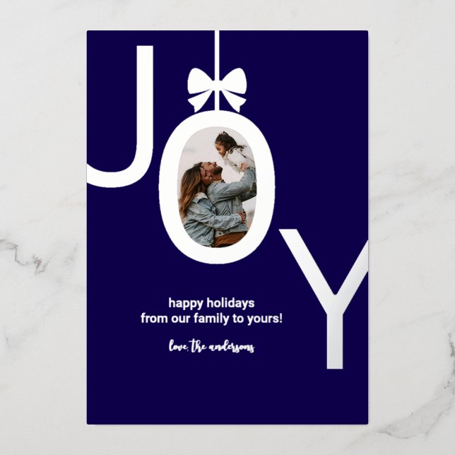 Navy Blue Silver JOY Real Foil Photo (Front)