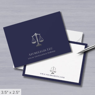 Navy Blue Silver Justice Scale Law Card