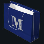 Navy Blue & Silver Modern Letter Monogram Large Gift Bag<br><div class="desc">Stylish and modern gift bag featuring a bold monogram design. Perfect for any occasion — weddings,  birthdays,  or special celebrations. Personalise it with your own initial and colour for a touch of elegance and charm.</div>