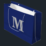 Navy Blue & Silver Modern Letter Monogram Large Gift Bag<br><div class="desc">Stylish and modern gift bag featuring a bold monogram design. Perfect for any occasion — weddings,  birthdays,  or special celebrations. Personalise it with your own initial and colour for a touch of elegance and charm.</div>