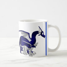 Navy Blue/Silver Mother and Child Dragons Mug