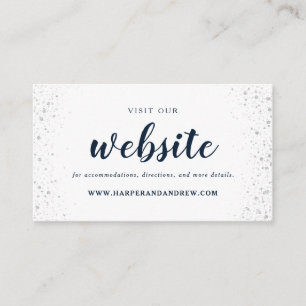 Navy Blue Silver Wedding Website Enclosure Card