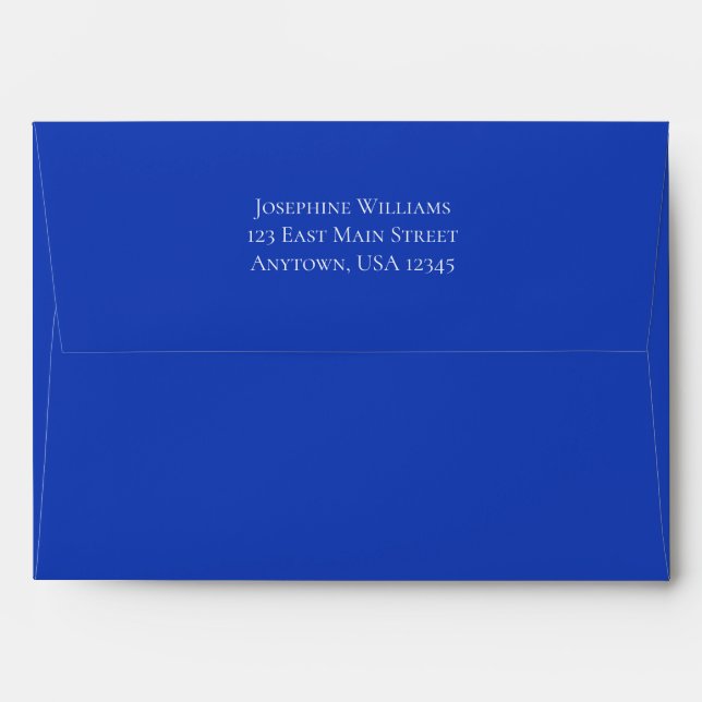 Navy Blue Simple A7 5x7 Return Address Envelope (Back (Top Flap))