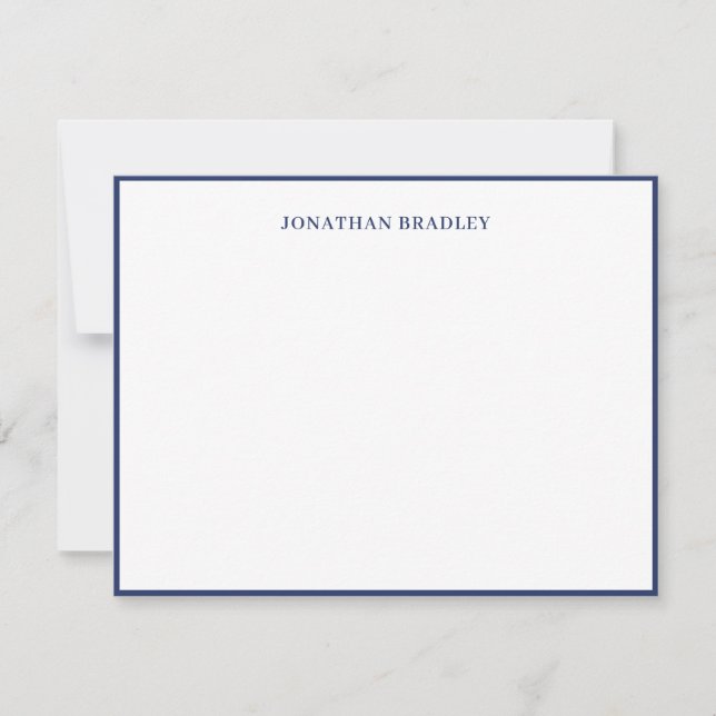 Navy Blue Simple Border Elegant Typography Card (Front)