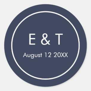 Navy blue simple  classic round sticker
