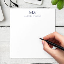 Navy Blue Simple Elegant Modern Monogram