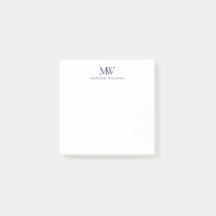 Navy Blue Simple Elegant Modern Monogram