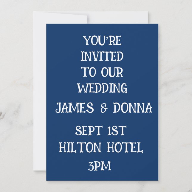 NAVY BLUE SIMPLE & ELEGANT WEDDING INVITATIONS (Front)
