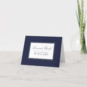 Navy Blue Simple Elegant Wedding Thank You Card
