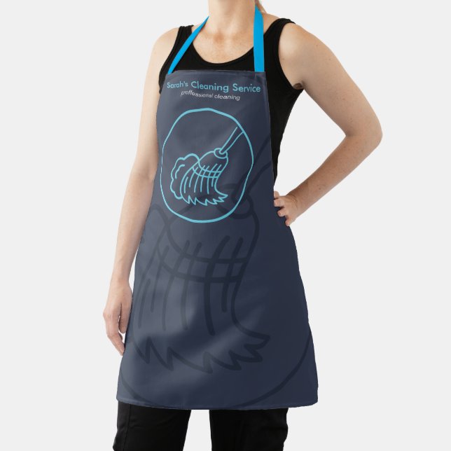 Navy Blue Simple House Cleaning Washing Apron (Insitu)