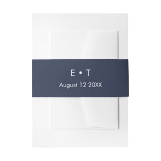Navy blue simple  invitation belly band