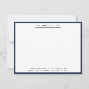 Navy Blue Simple Line Modern Professional Business Card