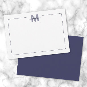 Navy Blue Simple Minimalist Monogram Card