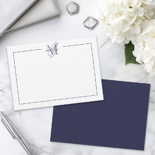 Navy Blue Simple Minimalist Name Monogram Card