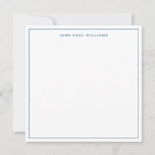 Navy Blue Simple Minimalist Thin Border Square Card