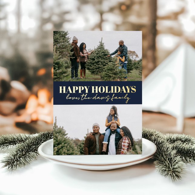 Navy Blue Simple Modern "Happy Holidays" Wording (Creator Uploaded)