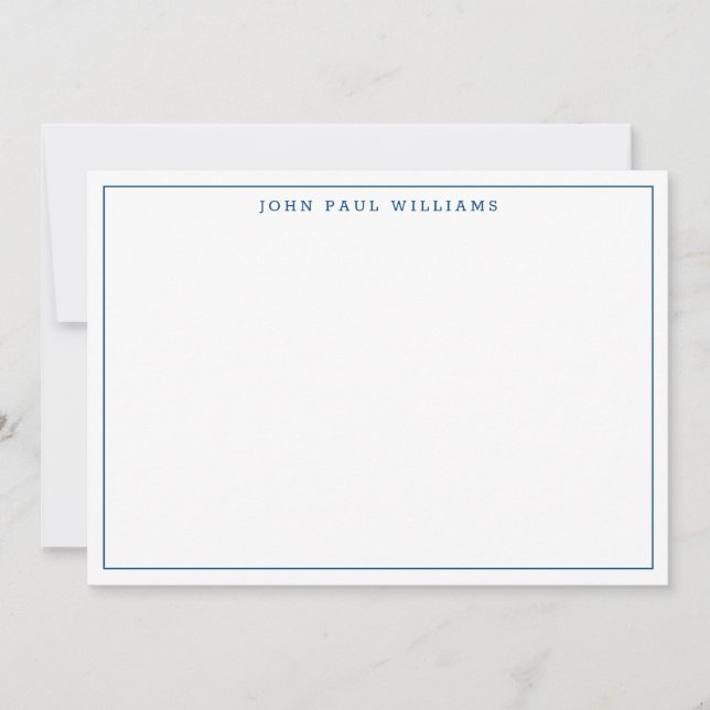 Navy Blue Simple Modern Minimalist Thin Border Card (Front)