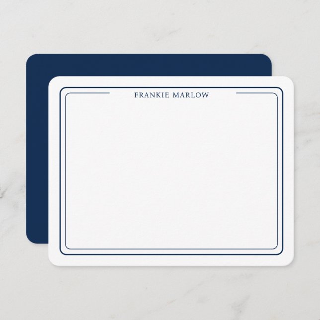 Navy Blue Simple Modern Professional Thin Border Card (Front/Back)