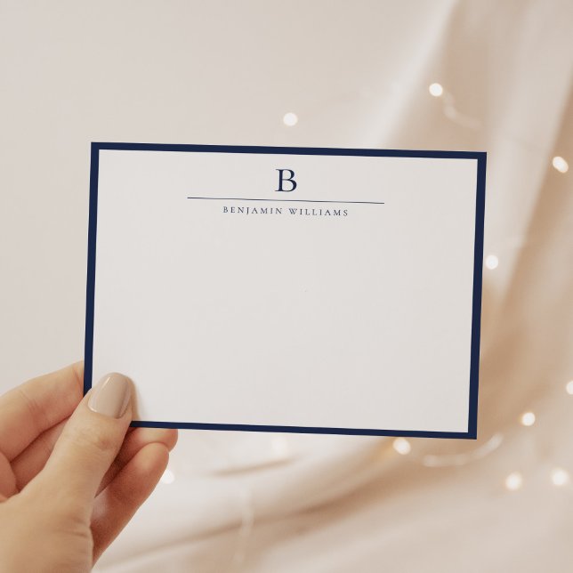 Navy Blue Simple Modern Stationery Classic  Card (Creator Uploaded)