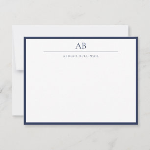 Navy Blue Simple Modern Stationery Note Cards