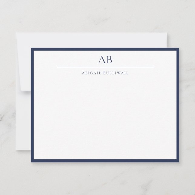 Navy Blue Simple Modern Stationery Note Cards (Front)