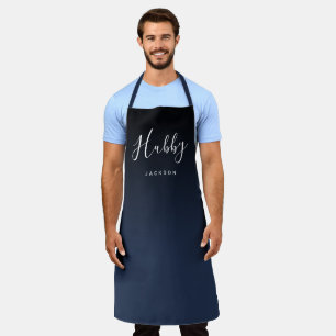 Navy blue simple personalised hubby apron