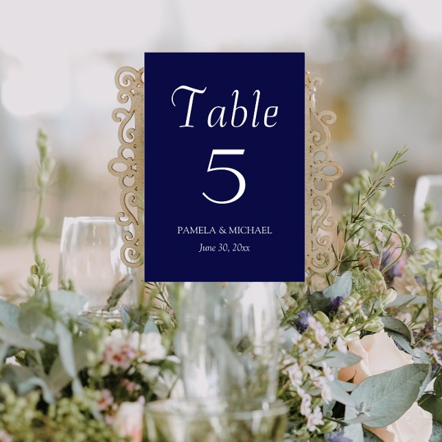 Navy Blue Simple Style Wedding Table Number (In Situ Wedding)
