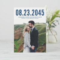 Navy Blue Simple Typography Photo Save the Date
