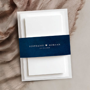 Navy Blue Simple Wedding Invitation Belly Band