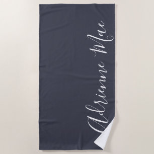 Navy Blue Simply Personalised Beach Towel