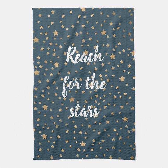 Navy Blue Sky of Gold Stars  Tea Towel (Vertical)