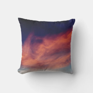 Navy Blue Sky Orange Clouds Cushion